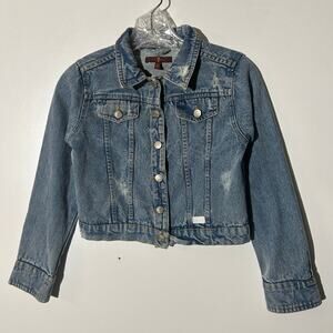 7 For All Mankind Distressed Denim Jean Jacket Cropped Girls Size Medium